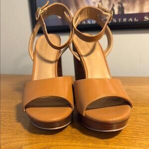 Women's Tan High Heel Sandals with Ankle Strap